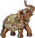 Golden Elephant Statue, Resin & Wood Grain Collectible Figurine, Feng Shui Lucky Elephant Sculpture for Home TV Cabinet...