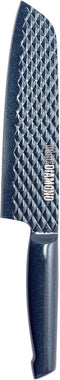 Blue Diamond Sharp Stone Nonstick Stainless Steel Cutlery, 7" Santoku Knife with Cover, Diamond Texture Blade, Dishwasher Safe Knives, Blue...