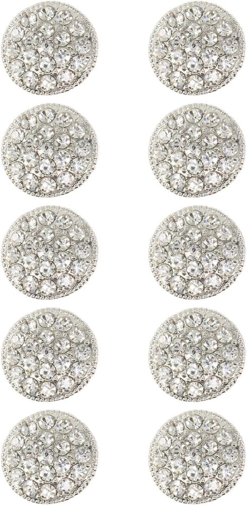 Jerler 10 Pcs Sliver Rhinestone Buttons Crystal Embellishments Sew on Clothing Buttons...