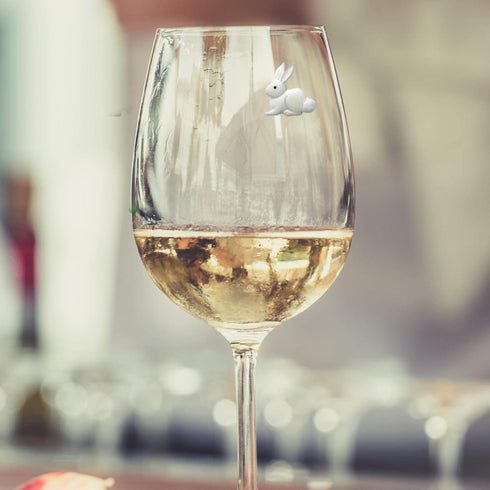 Magnetic Wine Glass Charms - Cute Bunnies and Flower Drink Markers Set of 6...