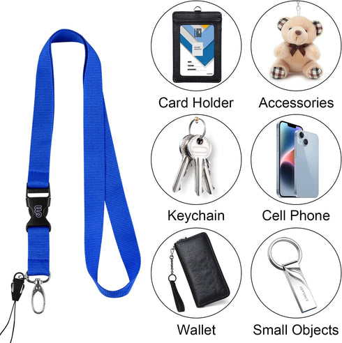 Wisdompro Office Lanyard, 5pcs 23 inch Polyester Neck Strap with Oval Clasp and Detachable Buckle for Phones, Camera, USB, Key, Keychain, ID Name ...