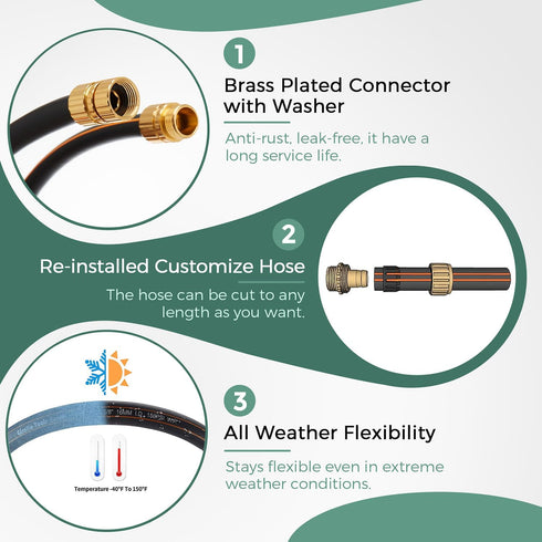 Giraffe Tools Leader Hose 5/8" x 4ft, Custom Length, No Kink, Flexible, Leakproof Water Hose, Double Female Fittings, 600 Burst PSI, 4ft, Black Or...