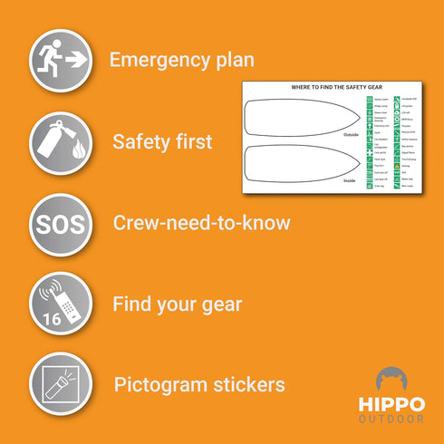 | Safety chart & stickers for boats | Emergency plan, indoor and outdoor labels | For marine/boat safety equipment | Find your gear with adhesive ...