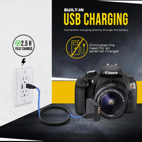 BM Premium LP-E10 Battery with Built-in USB-C Charging Port for Canon EOS Rebel T3, T5, T6, T7, T100, Kiss X50 X70, T100, EOS 1100D EOS 1200D EOS ...