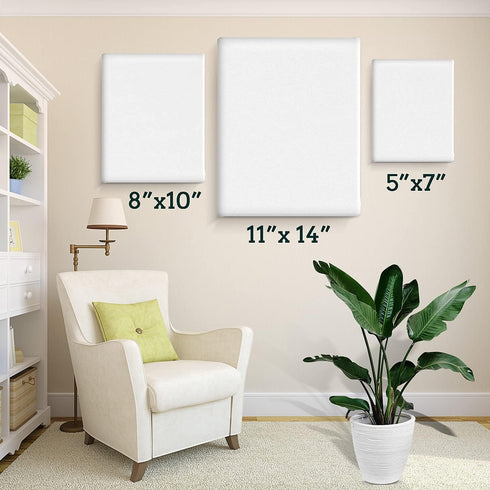 3 Pack Canvases for Painting with Multi Pack 11x14, 5x7, 8x10, Painting Canvas for Oil & Acrylic Paint...