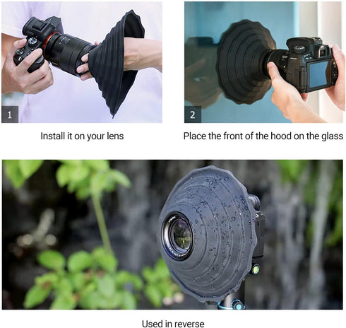 Silicone Lens Hood, Anti Reflection Lens Hood for Diameter 53-72mm Lens, Foldable Reversible Lens Shade for Canon RF 35mm EF-S 10-18 EF 50mm 28mm ...