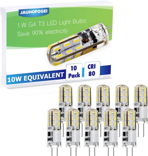 G4 LED Bulb 12V ac/dc Bi-pin Base Landscape Light Bulbs - 10W Replacement Halogen JC Bulb - 1 Watt 12 Volt Mini T3 Bulb for Under Cabinet Puck Lig...