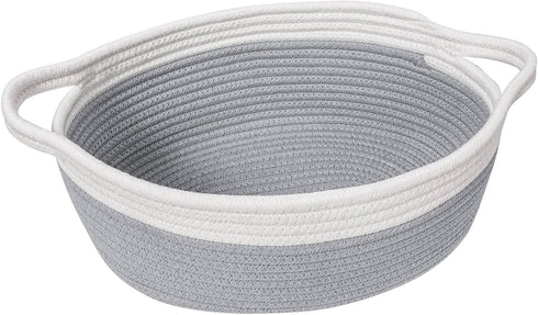 Goodpick Small Woven Storage Basket with Handles, Cotton Rope Baskets for Gifts Empty, Dog Toys, Diapers, Towels, Easter Baskets for Kids, 12" x 8...