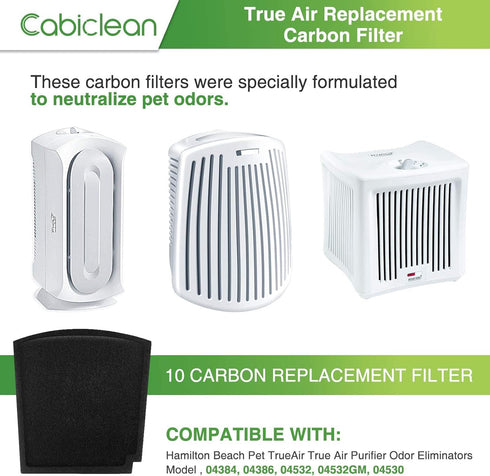 True Air Replacement Carbon Filters Compatible with Hamilton Beach Pet TrueAir Purifier Odor Eliminators Model 04384, 04386, 04532GM, 04530G, 0453...