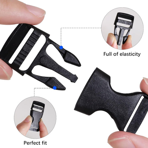 RETON 0.79 Inch Wide 10 Yards Black Nylon Webbing Strap + 20 PCS Adjustable Buckles Plastic Side Release Buckles...