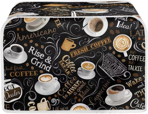 2 Slice Toaster Cover with Coffee Pattern Small Appliance Bread Cover Toaster Oven Dustproof Protection and Fingerprint Cover, Waterproof Covers...