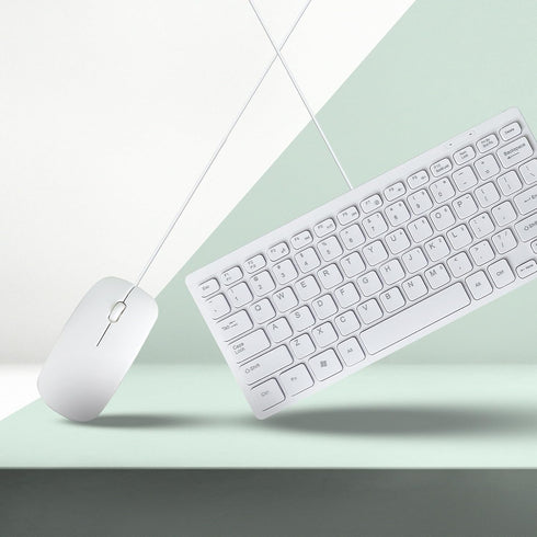 Wired Keyboard and Mouse Combo Slim & Quiet, USB Connection, Compact Keyboard, US English, White...