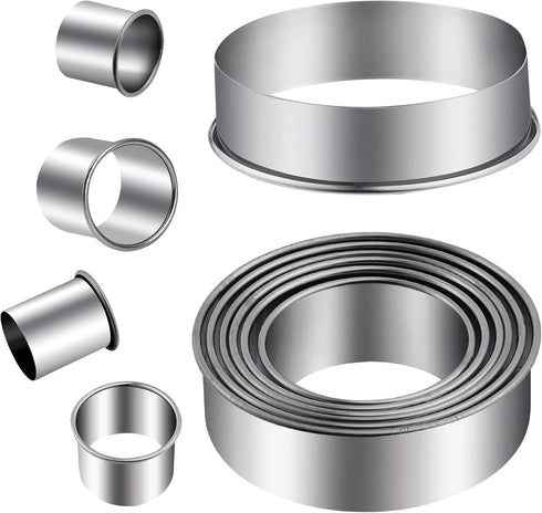 Round Cookie Cutters Set 12 Pieces Bistcuit Cookie Cutters Circle Pastry Cutters Round Donut Ring Molds for Baking for Pastries Doughs Doughnuts...
