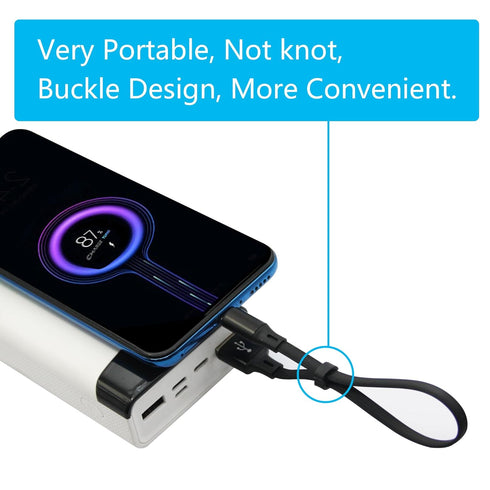Short Micro USB Fast Charging Cable 0.9in, Flat Cord USB A to Micro USB Charging and Data Sync Cable, Portable Buckle Design,for Power Bank, Phone...