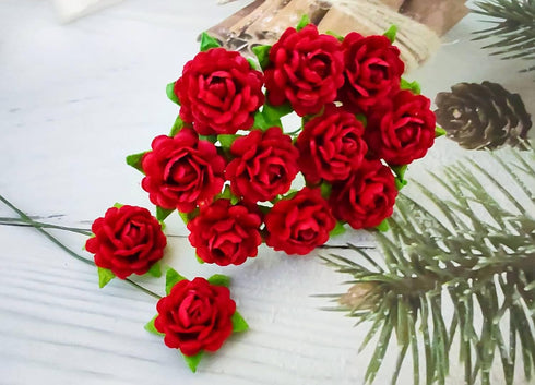 Beautiful Artificial Mulberry Paper Heart Petals Mini Roses Flowers Wedding Embellishment Scrapbooking Wedding Doll House Supplies Card DIY Crafts...