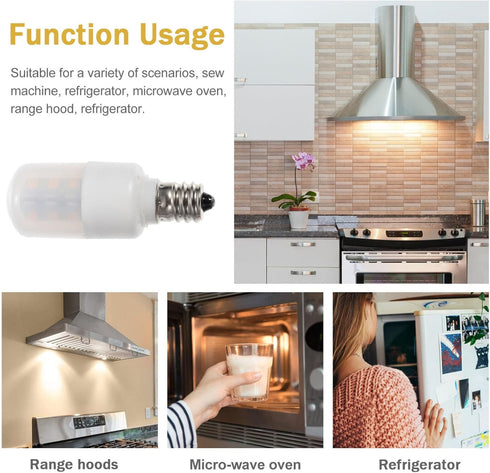 Veemoon 2pcs E12 Refrigerator Light Bulb Dryer Led Light Bulb Water Dispenser Light Bulb Small Appliance Bulbs Cherry Pitter Freezer Light Bulb Re...