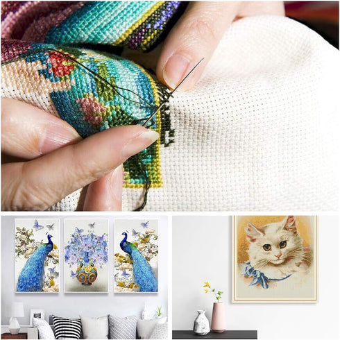 Cross Stitch Aida Fabric 14 Count, 59 by 39 Inch Large Size, Classic Reserve Cross Stitch Aida Cloth for Home DIY Embroidery Decoration...