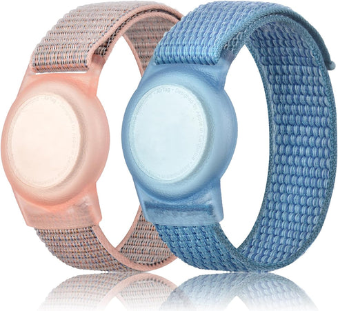 Kids Wristband Compatible with Apple AirTag, Protective Case for Air Tag GPS Tracker Holder with Nylon Bracelet, Adjustable Anti Lost Watch Band f...