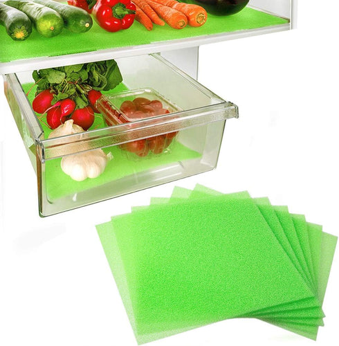 Dualplex Refrigerator Liners Washable | 6 Fridge Drawer Liners Mats | 13"x10.5" Shelf Liner Reusable | Sponge Keeps Produce Fresh Longer | Fruit &...