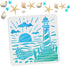 Lighthouse Stencils 11.8 x 11.8 Inch Sea Ocean Nautical Sailboat Stencils Reusable PET Summer Clouds Sun SeagullsStencils for Painting on Walls, A...