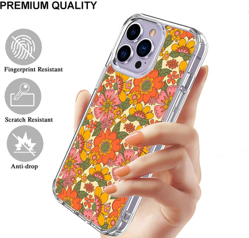 Retro Groovy Flowers Case Compatible with iPhone 13 Pro Max, 70s Hippie Floral Case for iPhone 13 Pro Max, Unique TPU Protective Phone Case...