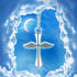 Cross Pendant for Car Rear View Mirror Decor Hanging Ornament Stainless Steel Angel Wings Cross Necklace Amulet Jewelry Men Boys Christian Gift...