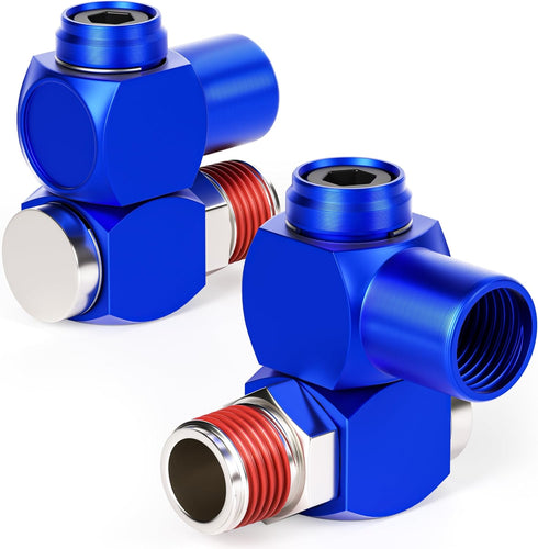 TAILONZ PNEUMATIC Blue 1/4 Inch Air Tool Swivel Fitting 360 Degree Swivel Air Hose Connector Industrial Swivel Portable Air Tool Adapter?Pack of 4...