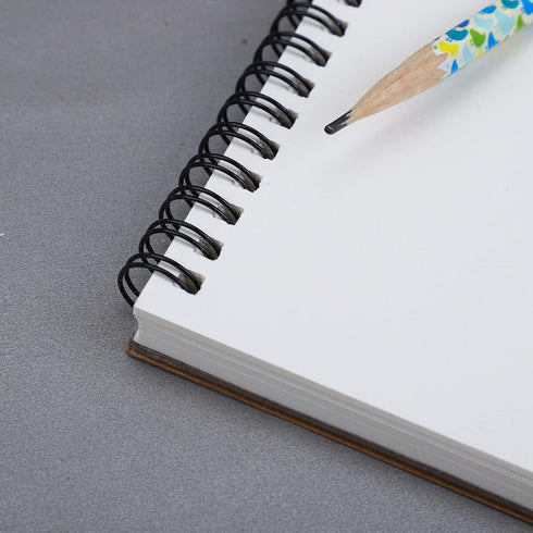 AB Max Sketchbook A6 - Wirebound Notebook Manuscript Shorthand Pad with Kraft Cover Cartridge Paper for Art Drawing Diary Letter Memo Writing...