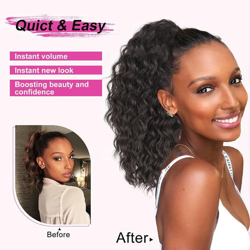 AISI BEAUTY Curly Ponytail Extension Drawstring Ponytail for Black Women 14 Inch Fake Ponytail Synthetic Clip in Pony Tails Hair Extensions...