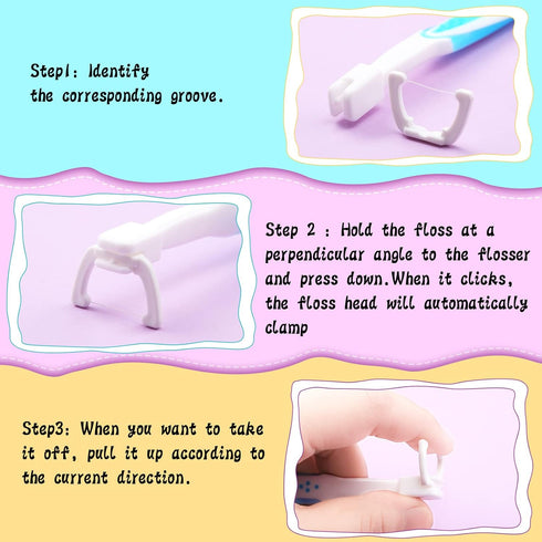 3 Pieces Reusable Dental Floss Handle with 300 Pieces Dental Floss Refill Heads Unflavored Colorful Floss Interdental Toothpick Flosser for Adults...