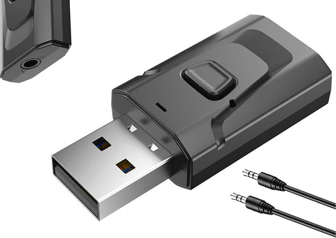 USB BT 5.0 Adapter 4-in-1 Wireless Stereo Audio Transmitter Receiver Adapter with 3.5mm AUX for Car Aux PC TV Speaker Home Audio System...