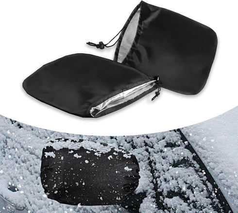2 PCS Car Side Mirror Snow Cover, 12.9" x 10.6" 210D Silver-Coated Oxford Cloth Waterproof Dustproof Side Mirror Cover, All-Season Protection Mirr...