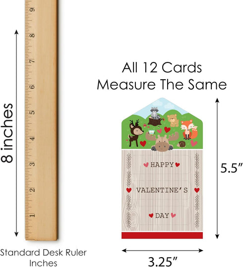 Big Dot of Happiness Woodland Creatures - Forest Cards for Kids - Happy Valentine’s Day Pull Tabs - Set of 12...