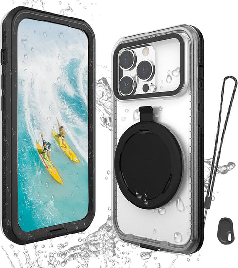 Self-Check Waterproof Phone Case Compatible for iPhone 13 Pro, Underwater Touchscreen Waterproof Phone Pouch Diving Phone Case with Lanyard for Sn...