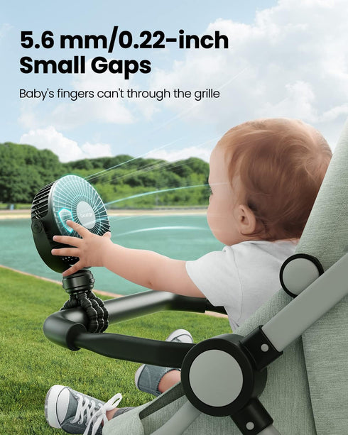 Gaiatop Mini Portable Stroller Fan, Battery Operated Small Clip on Fan, Detachable 3 Speed Rechargeable 360° Rotate Flexible Tripod Cooling Fan fo...