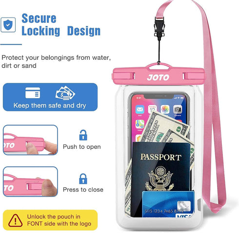 JOTO IPX8 Floating Waterproof Phone Holder Pouch, Float Universal Waterproof Case for iPhone 14 13 12 11 Pro Max XS XR 8 7 Galaxy Pixel Up to 7", ...