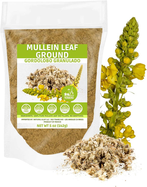 Premium Mullein Leaf Grounded 5 oz (142g) | Gordolobo en Polvo - Sasonador/Te |100% Pure Leaf, No Fillers, No Additives, Non GMO's, Dried Leaves P...