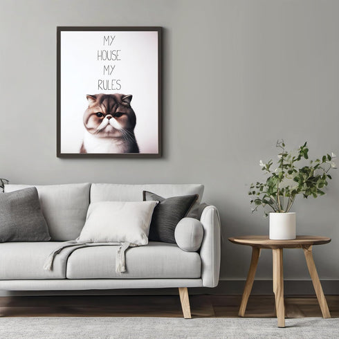 Posterizer 1 pcs-My House My Rules-Funny Art for cat lovers-Comedy Art-Art for Animal Lovers-Decor for Home & Office- UNFRAMED Wall Art...