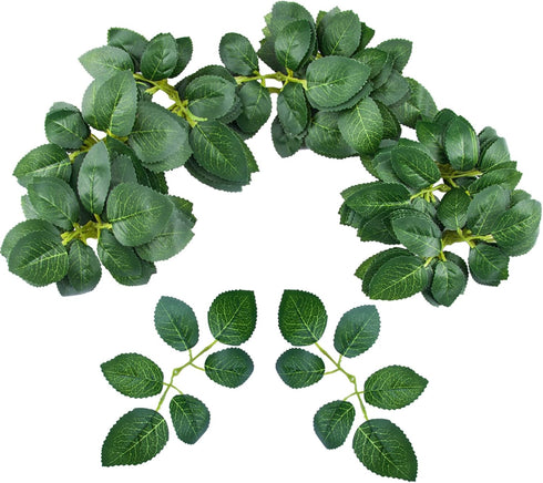 Meiliy 60pcs Bulk Rose Leaves Artificial Greenery Fake Rose Flower Leaves for DIY Wedding Bouquets Centerpieces Party Decorations Rose Vine Wreath...