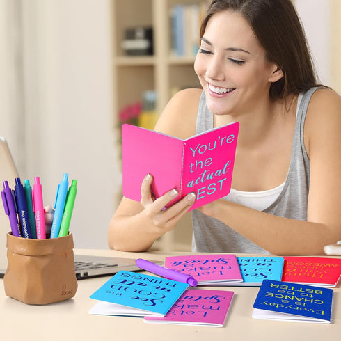 Funrous 32 Pcs Motivational Quote Pens Inspirational Notepads Mini Motivational Journal with Ballpoint Pen Small Notebooks Gift Set for Student Me...