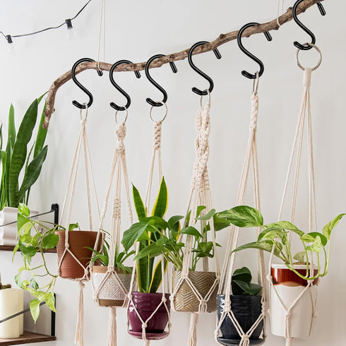 3 Inch 12 Pack Small S Hooks,Heavy Duty S Hooks for Hanging Plants,Vinyl Coated Non Slip S Hooks ,Black S Hooks Pot Rack Closet Hooks for Hanging ...