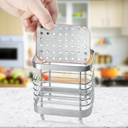 Utensil Holder, Stainless Steel Utensil Drying Rack with Detachable Base, Dish Drainer for Kitchen Counter, Silverware Cutlery Flatware Holder For...