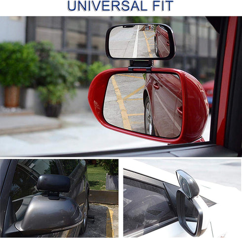 JONMON Blind Spot Mirror - 1 Pack Adjustable 360 Degree Rotation Car Auxiliary Convex Wide Angle Mirror Snap Way Clip On Side Rearview Mirror Univ...