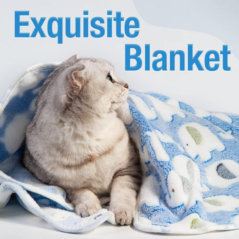 Pet Soft 1 Pack 3 Blankets Dog Blankets Small - Fluffy Cats Dogs Blankets for Small Dogs, Cute Print Pet Throw Puppy Cozy Blankets 3 Pack (Elephan...