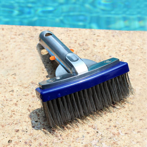 5.5in Swimming Pool Brush Stainless Steel Pool Scrub Brush for Spa Pond Floor Wall Pool Wall Cleaning Brush Cleaning Tool Easily Sweep from Walls ...