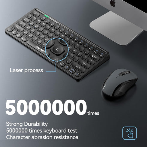 TECKNET 2.4G Wireless Keyboard, Small Wireless Keyboard with Media Hotkeys Compact Keyboard with Media Hotkeys for Computer Laptop, PC, Windows, M...