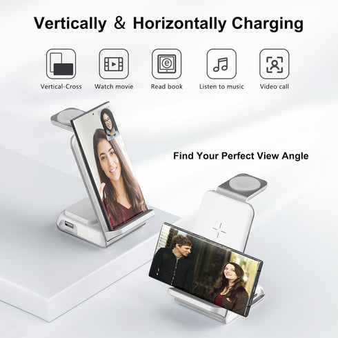 Wireless Charging Station for Samsung - Fast Charging Wireless Charger for Galaxy S23 Ultra/S23/S23+/Z Flip/Fold 5/4/3/iphone/Android Phones, Gala...