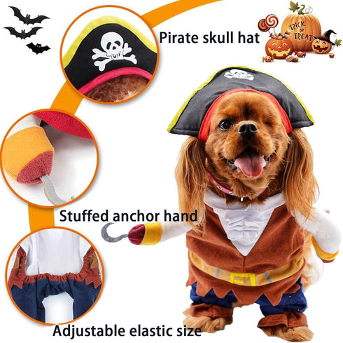 Dog Costume Pirates of The Caribbean Style, Novelty Pet Cosplay Funny Halloween Costumes Cat Pirate Clothing, Cool Dog Clothes for Small to Medium...