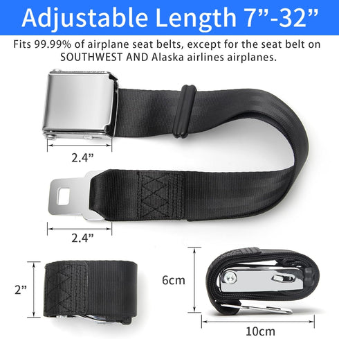 Coolrunner Airplane Seat Belt Extender, Adjustable 7-32" Airplane Seatbelt Extender Fits Most Airlines Free Carrying Case Black...