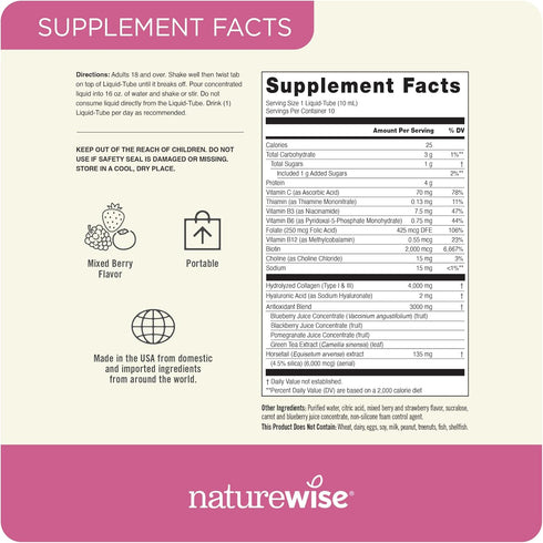 NatureWise Liquid Collagen for Women & Men 4000mg, Collagen Peptides with Biotin for Hair, Skin and Nails + Vitamin C + Vitamin B Complex - Collag...
